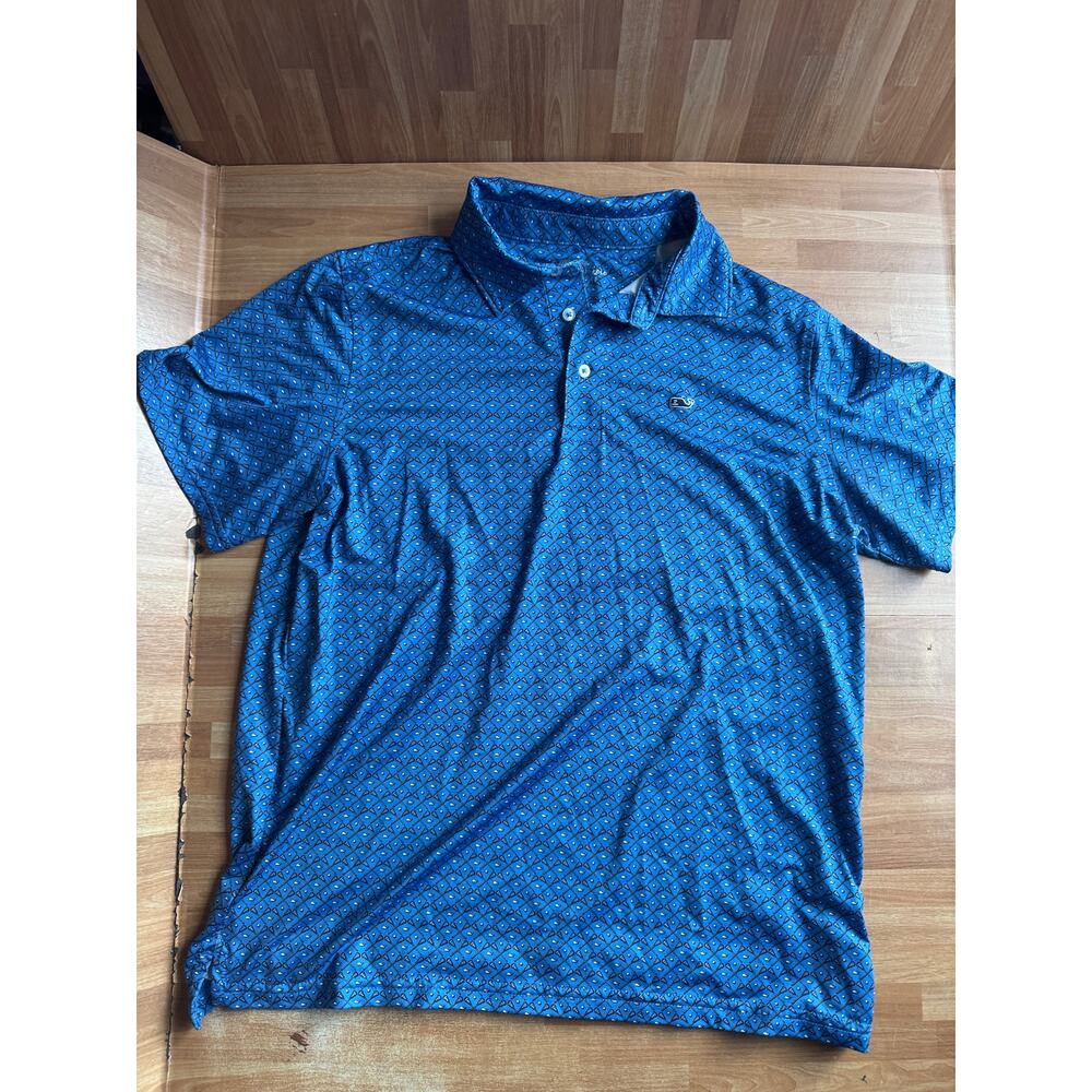 Vineyard Vines blue lacrosse printed Sankaty polo shirt size XL